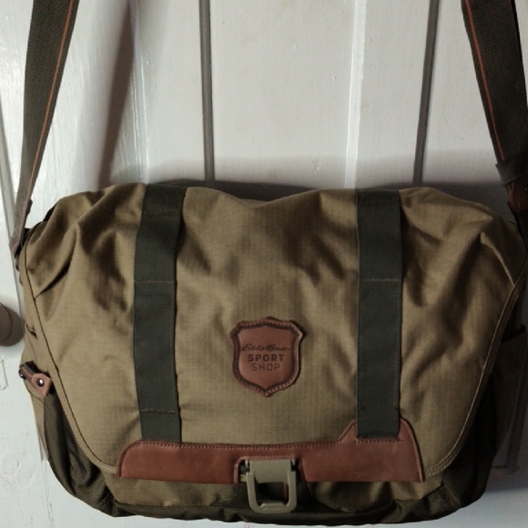 Tan and Brown Messenger Bag with Durable Canvas - Picture 1 of 14